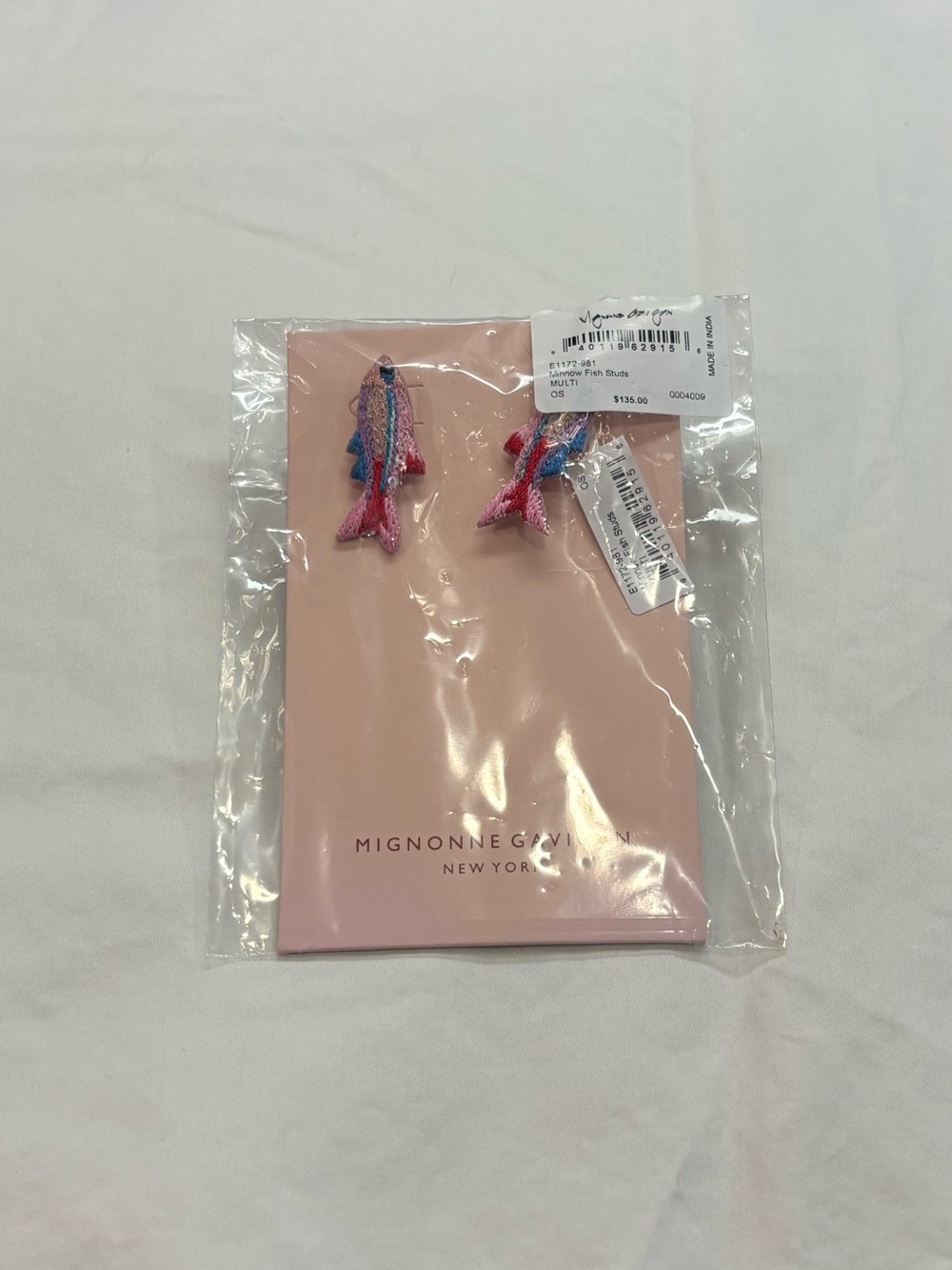 Mignonne Gavigan Pink Blue Multi Fish Pierced Earrings - Picture 2 of 3